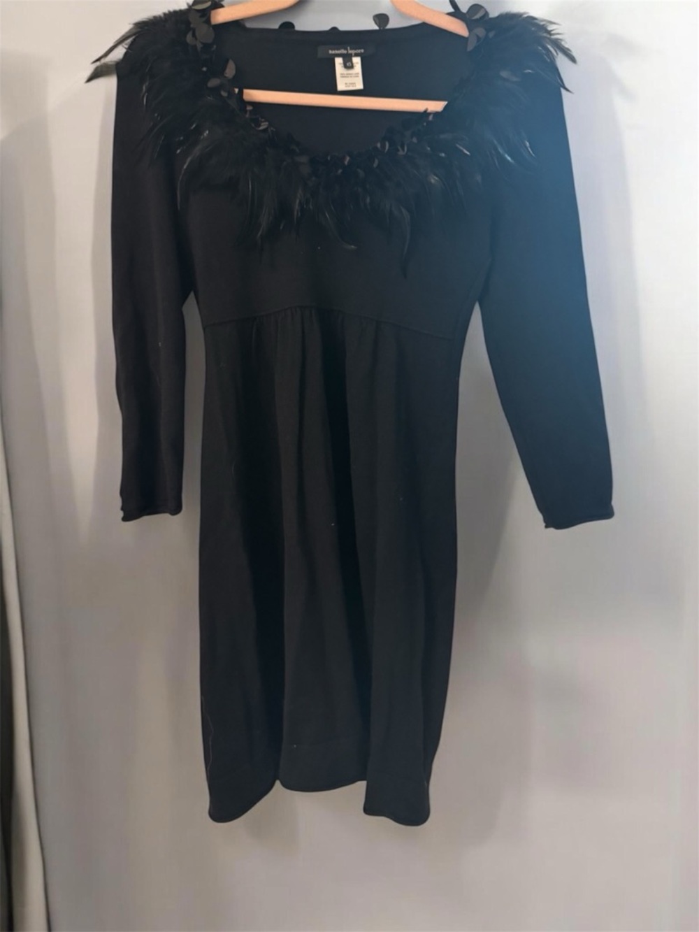 Nanette Lepore Black Feather-Trim Mini Dress